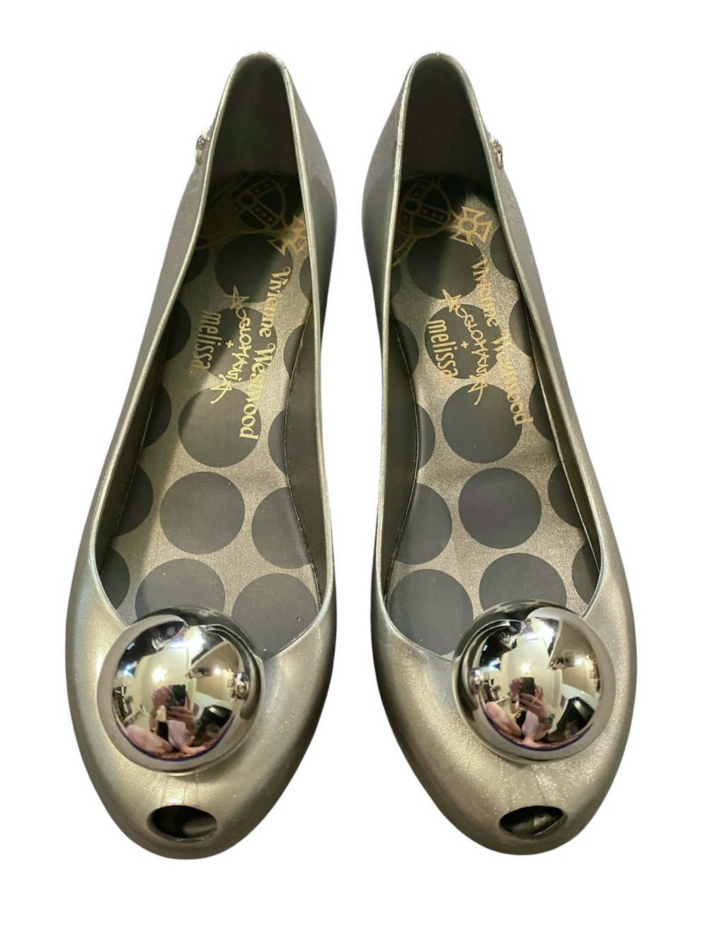 Rare Vivienne Westwood Anglomania Melissa Vegan Ultragirl Orb Flats Silver 8